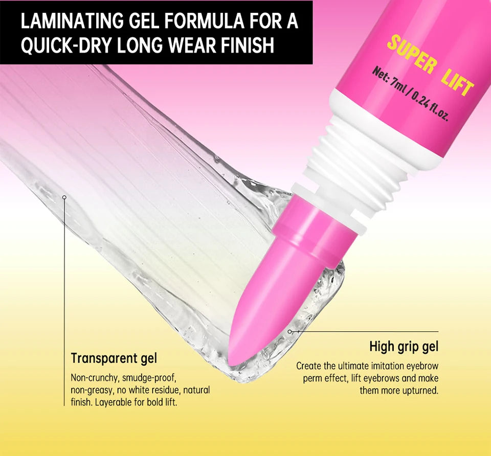 Brow Lamination Gel With Comb Super Lift Brow Glue Long Lasting Strong Hold Clear Gel For Defined Eyebrow Makeup
