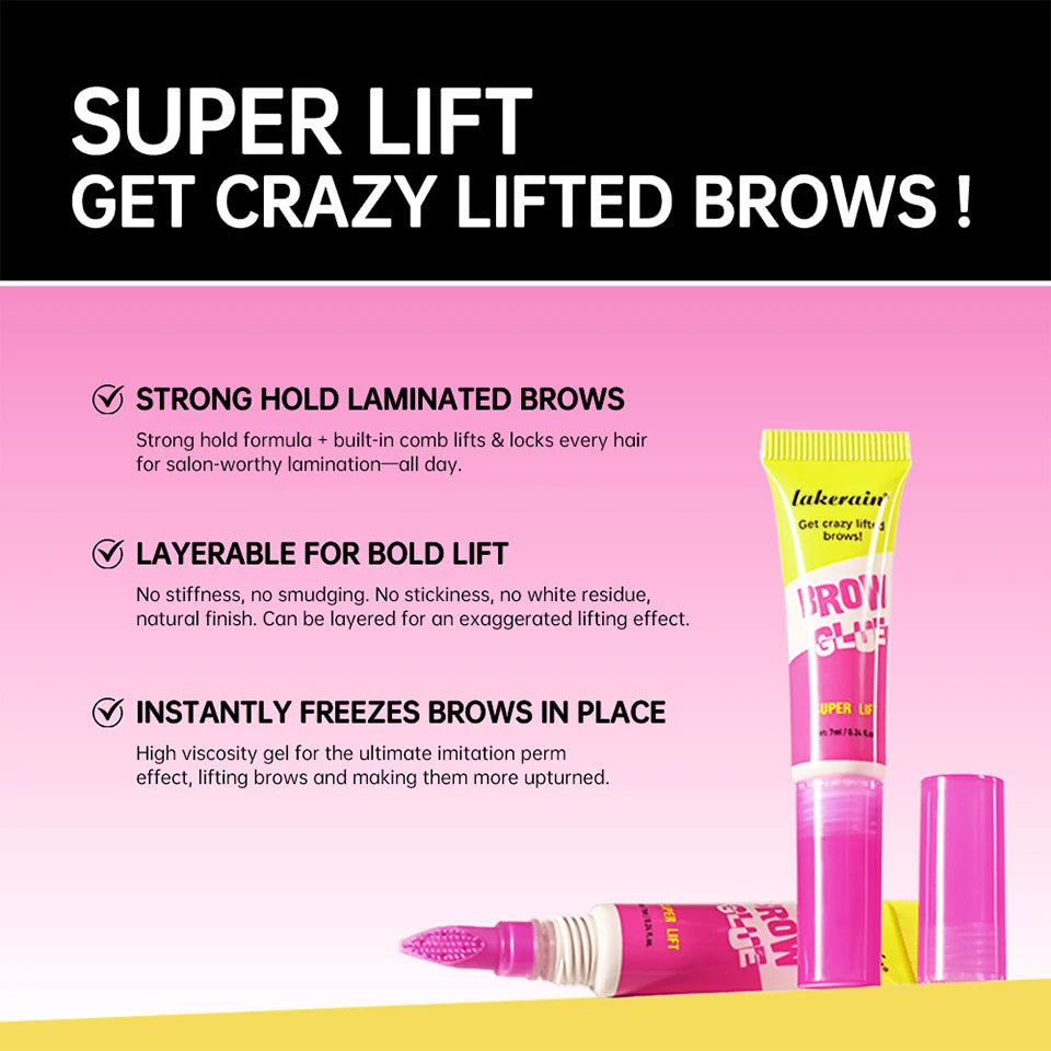 Brow Lamination Gel With Comb Super Lift Brow Glue Long Lasting Strong Hold Clear Gel For Defined Eyebrow Makeup