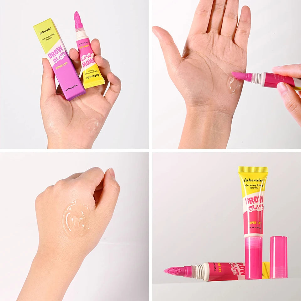Brow Lamination Gel With Comb Super Lift Brow Glue Long Lasting Strong Hold Clear Gel For Defined Eyebrow Makeup