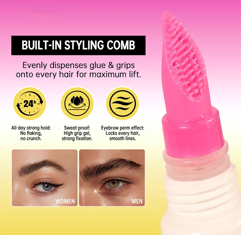 Brow Lamination Gel With Comb Super Lift Brow Glue Long Lasting Strong Hold Clear Gel For Defined Eyebrow Makeup