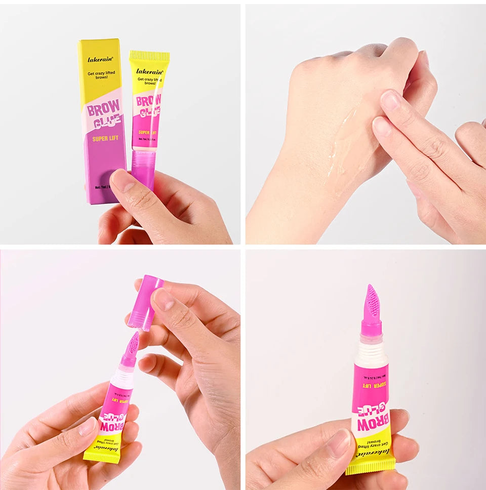 Brow Lamination Gel With Comb Super Lift Brow Glue Long Lasting Strong Hold Clear Gel For Defined Eyebrow Makeup