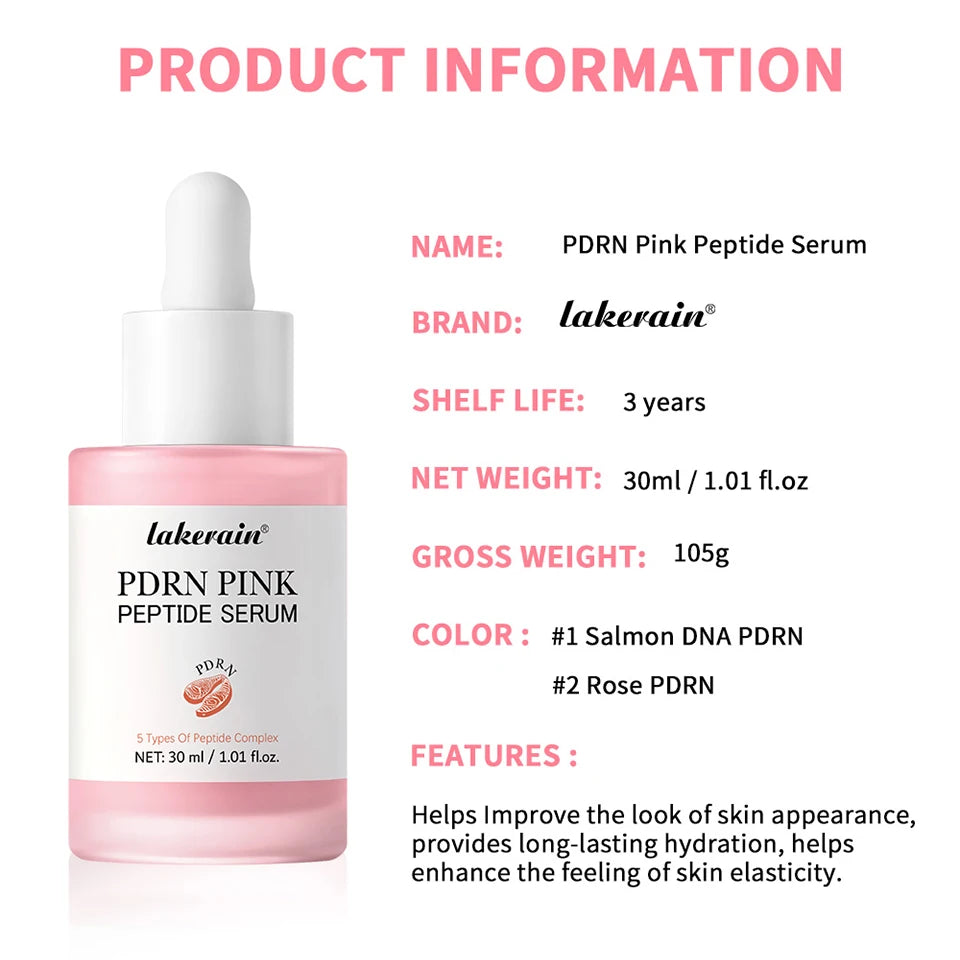 30ml Salmon PDRN Pink Peptide Facial Serum Deep Moisturizing Long-Lasting Hydration Pink Glow Serum Even Skin Tone Korean Skinca