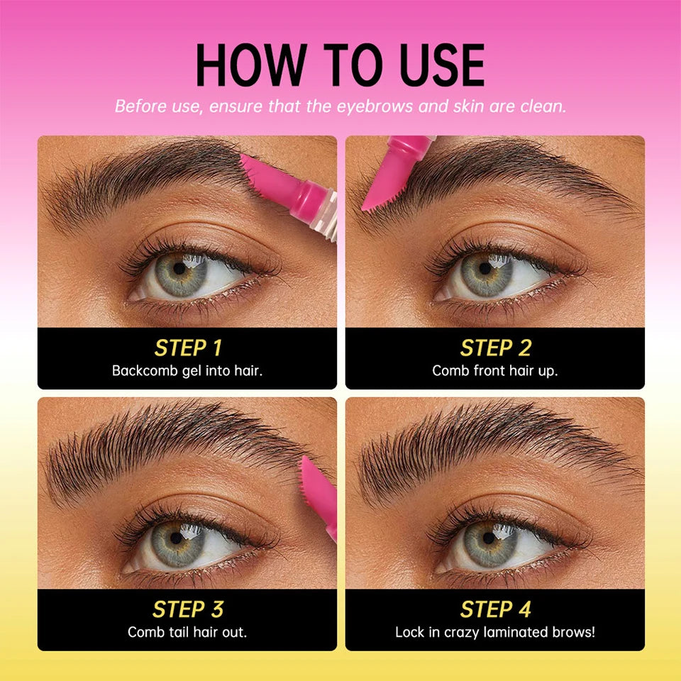Brow Lamination Gel With Comb Super Lift Brow Glue Long Lasting Strong Hold Clear Gel For Defined Eyebrow Makeup